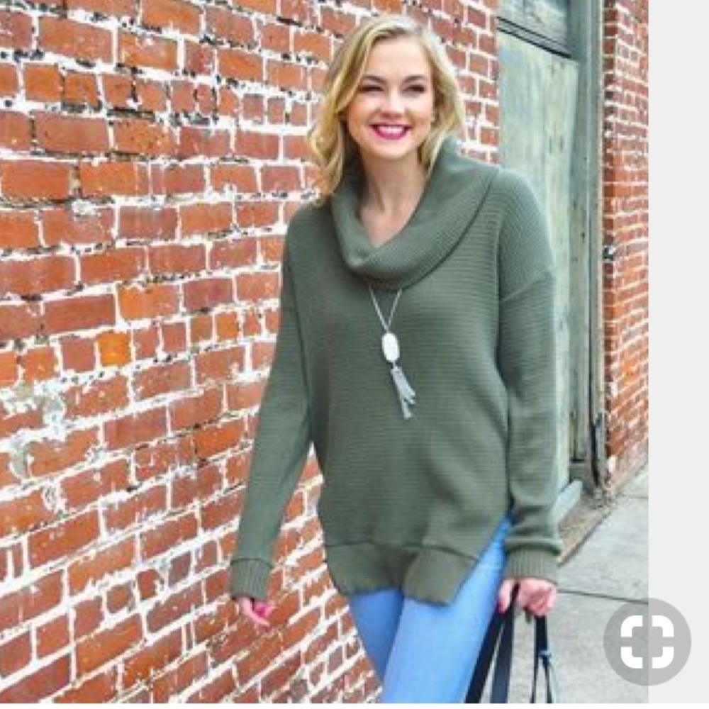 Anthropologie Pure and Good Olive Green Cowl Neck